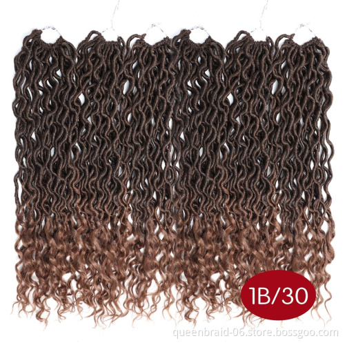 Dreadlocks Braids 24strands 18"75g Deep Wave Curly Ends Crochet Hair Braids Wavy Goddess Locs Synthetic Braiding Faux locs Hair